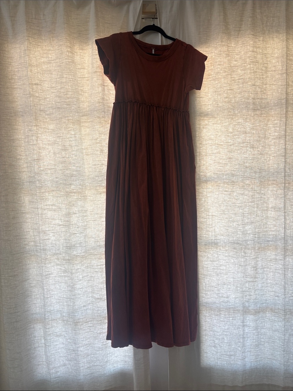 Free People Brown Short-Sleeve Maxi Dress NWOT